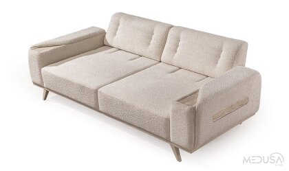 Medusa Home Mobilya - Milanis Beyaz Üçlü Koltuk