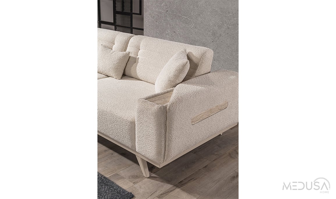 Medusa Home Mobilya - Milanis Beyaz Üçlü Koltuk