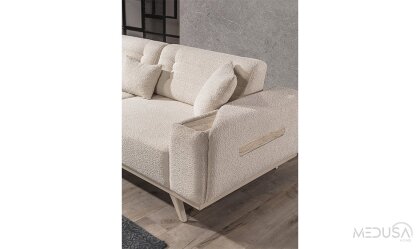 Medusa Home Mobilya - Milanis Beyaz Üçlü Koltuk