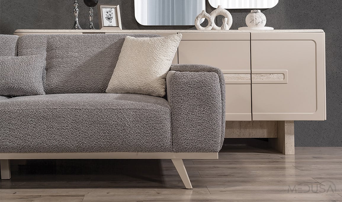 Medusa Home Mobilya - Milanis Gri Üçlü Koltuk