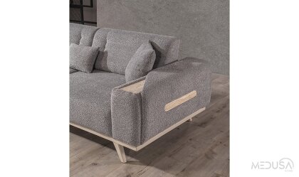 Medusa Home Mobilya - Milanis Gri Üçlü Koltuk