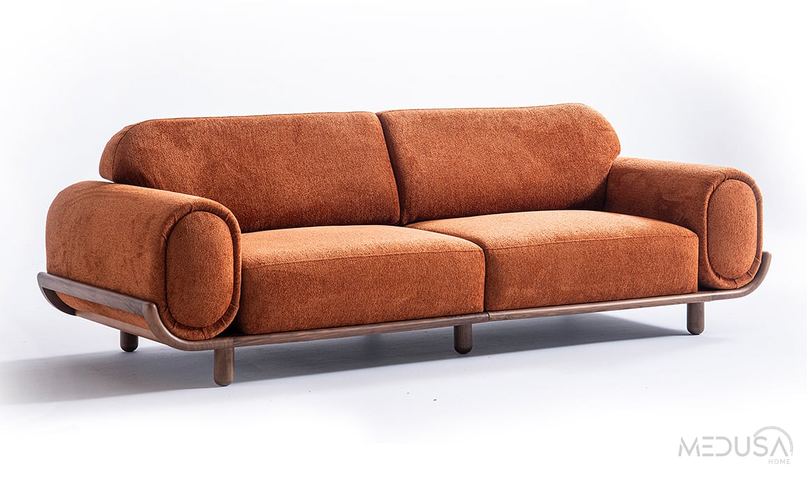 Medusa Home Mobilya - Milon Kiremit Üçlü Koltuk