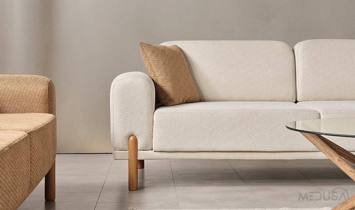 Medusa Home Mobilya - Mirage Bohem Beyaz Üçlü Koltuk