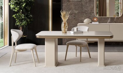 Medusa Home Mobilya - Miral Krem Açılır Yemek Masası