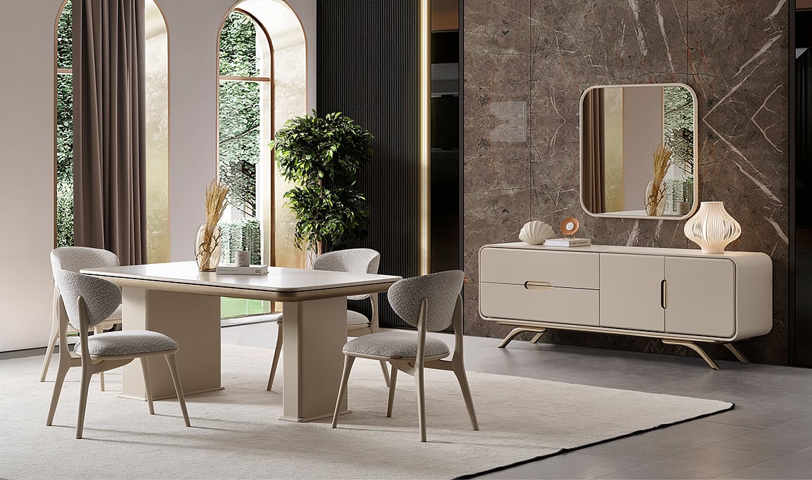 Medusa Home Mobilya - Miral Krem Yemek Odası