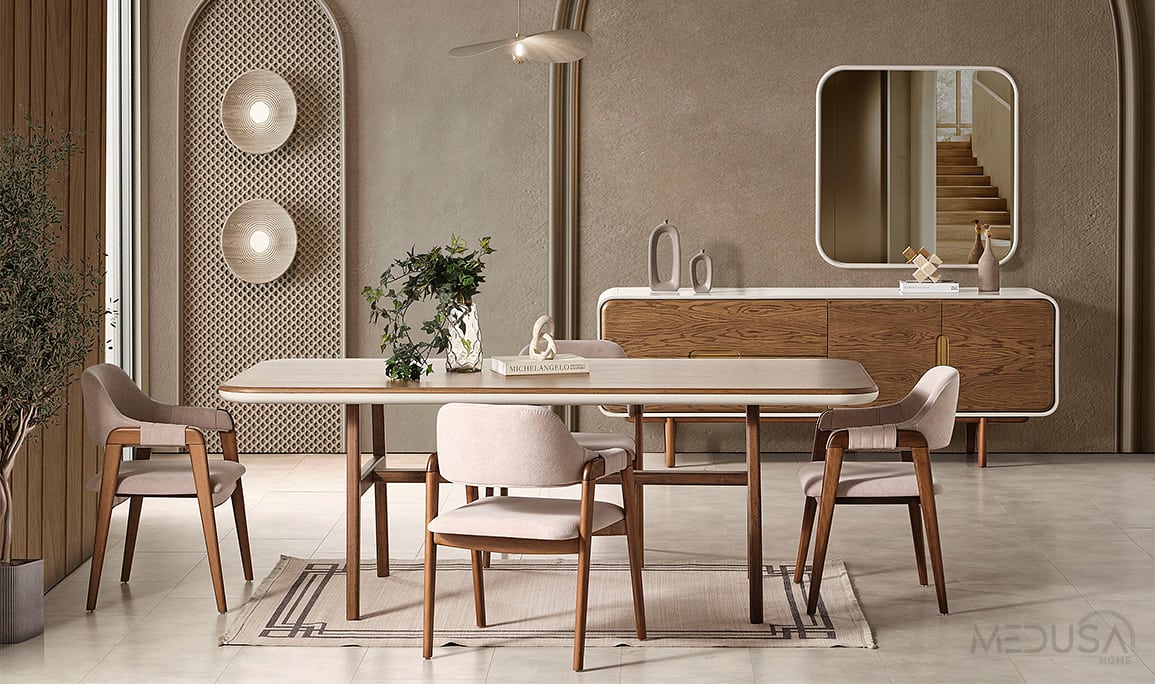 Medusa Home Mobilya - Miral Meşe Yemek Masası