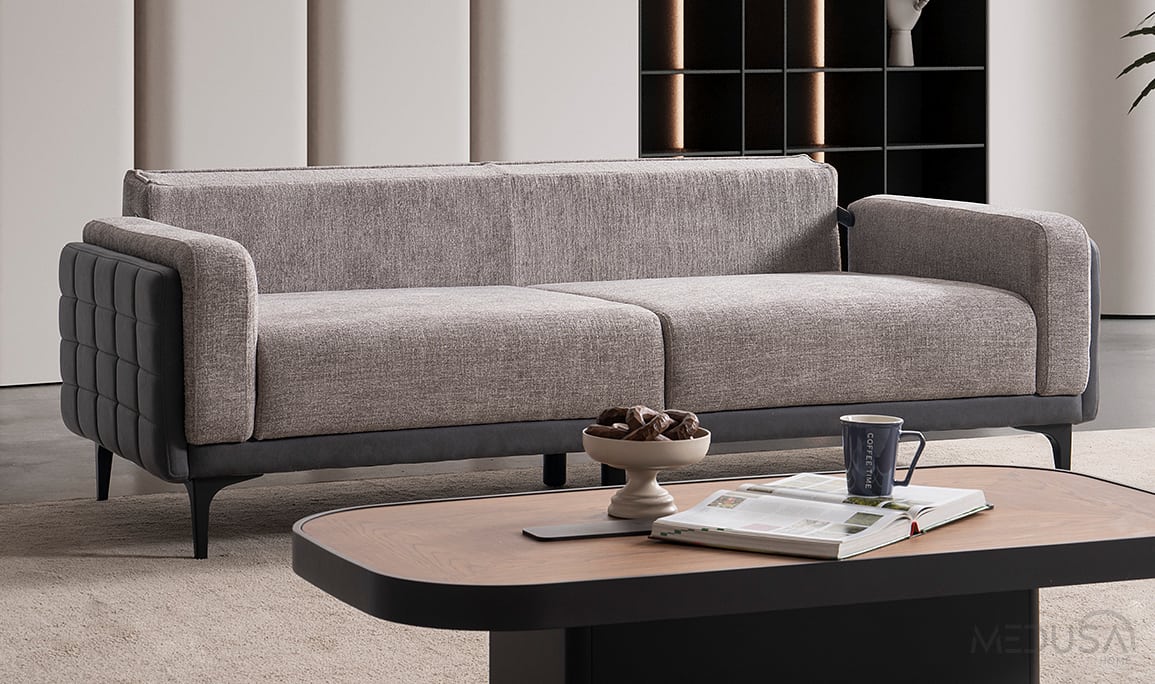 Medusa Home Mobilya - Miray Gri Üçlü Koltuk