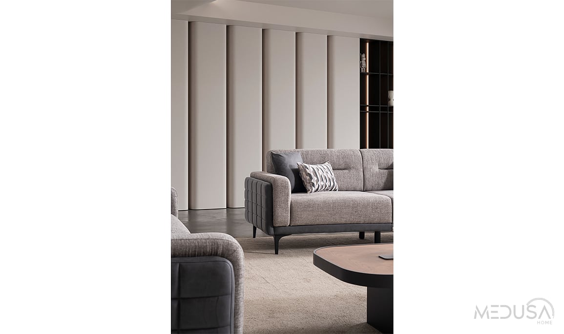 Medusa Home Mobilya - Miray Gri Üçlü Koltuk