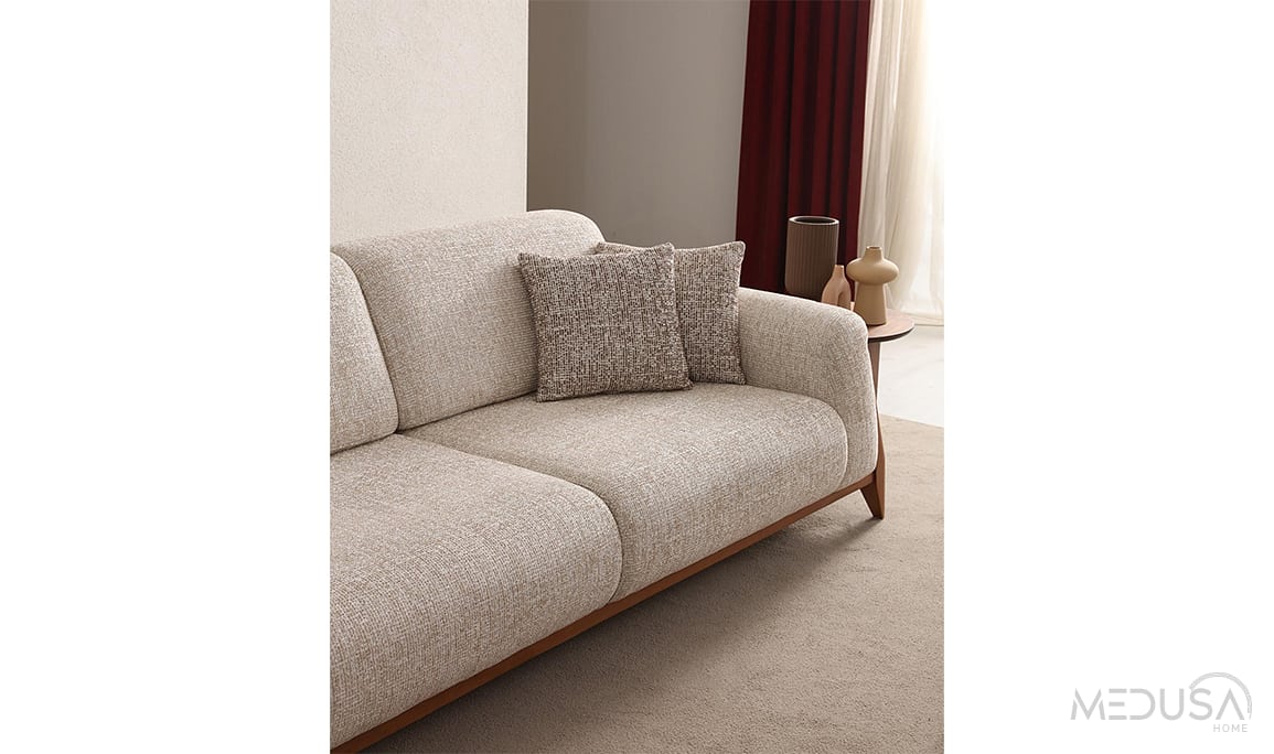 Medusa Home Mobilya - Miraya Melanj Bej Üçlü Koltuk