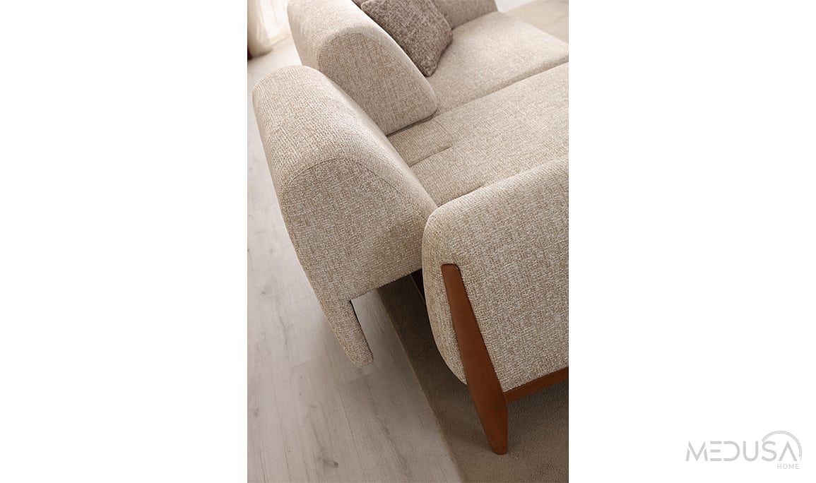 Medusa Home Mobilya - Miraya Melanj Bej Üçlü Koltuk