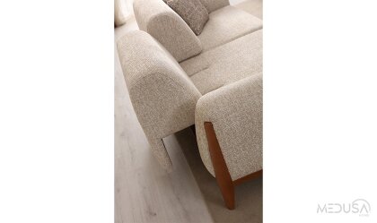 Medusa Home Mobilya - Miraya Melanj Bej Üçlü Koltuk