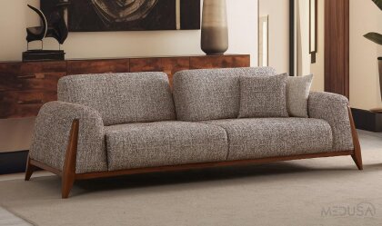 Medusa Home Mobilya - Miraya Melanj Gri Üçlü Koltuk