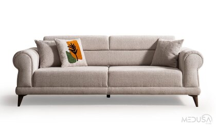 Medusa Home Mobilya - Mirel Krem Üçlü Koltuk