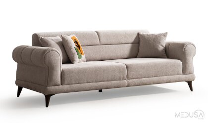 Medusa Home Mobilya - Mirel Krem Üçlü Koltuk