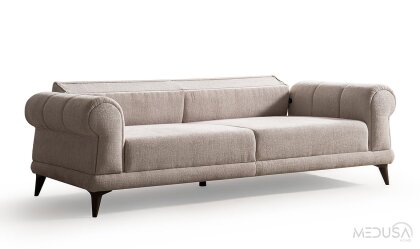 Medusa Home Mobilya - Mirel Krem Üçlü Koltuk