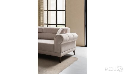 Medusa Home Mobilya - Mirel Krem Üçlü Koltuk