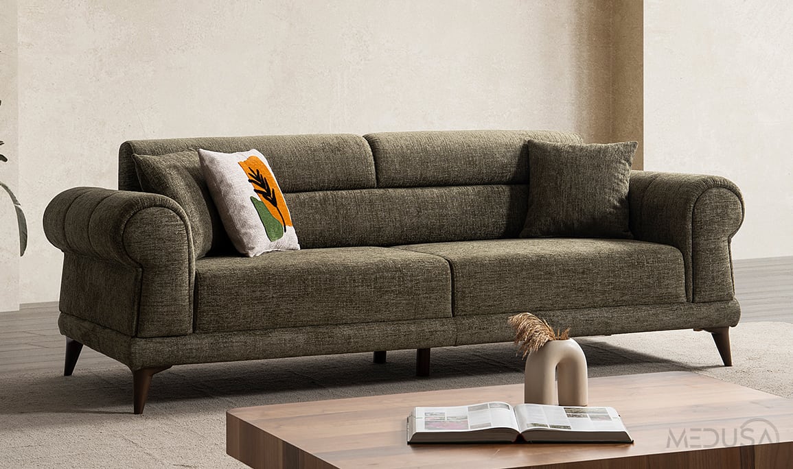 Medusa Home Mobilya - Mirel Yeşil Üçlü Koltuk