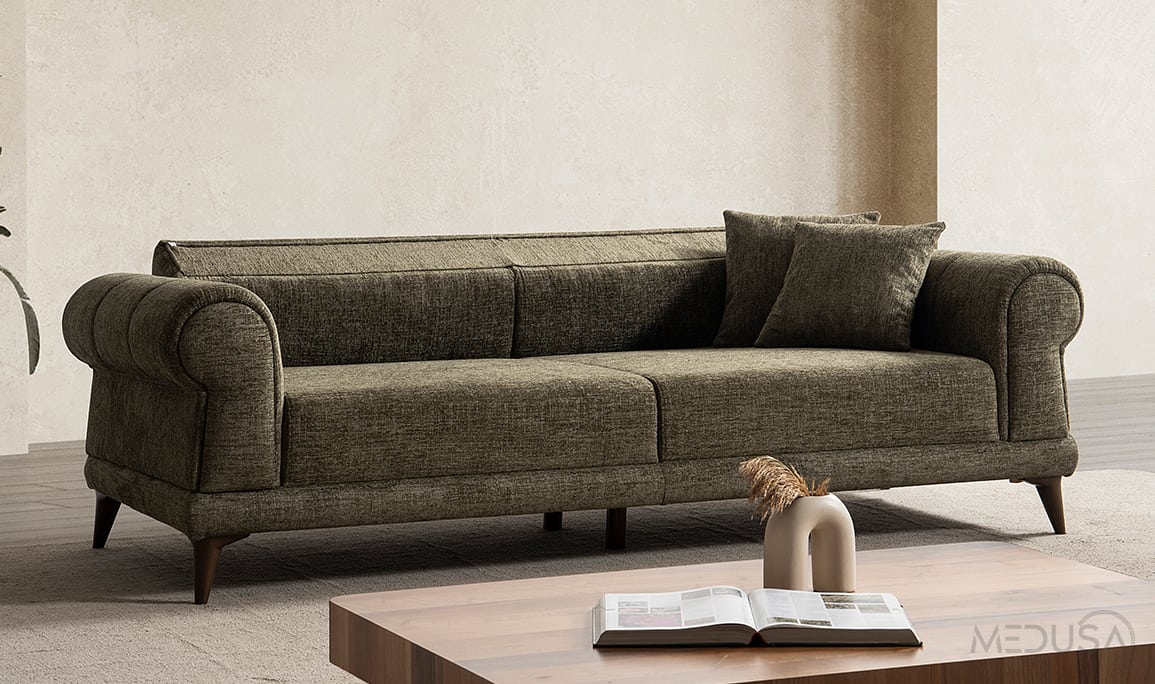 Medusa Home Mobilya - Mirel Yeşil Üçlü Koltuk