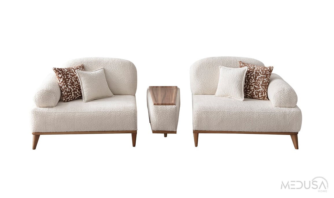 Medusa Home Mobilya - Mocha Sehpalı Üçlü Koltuk