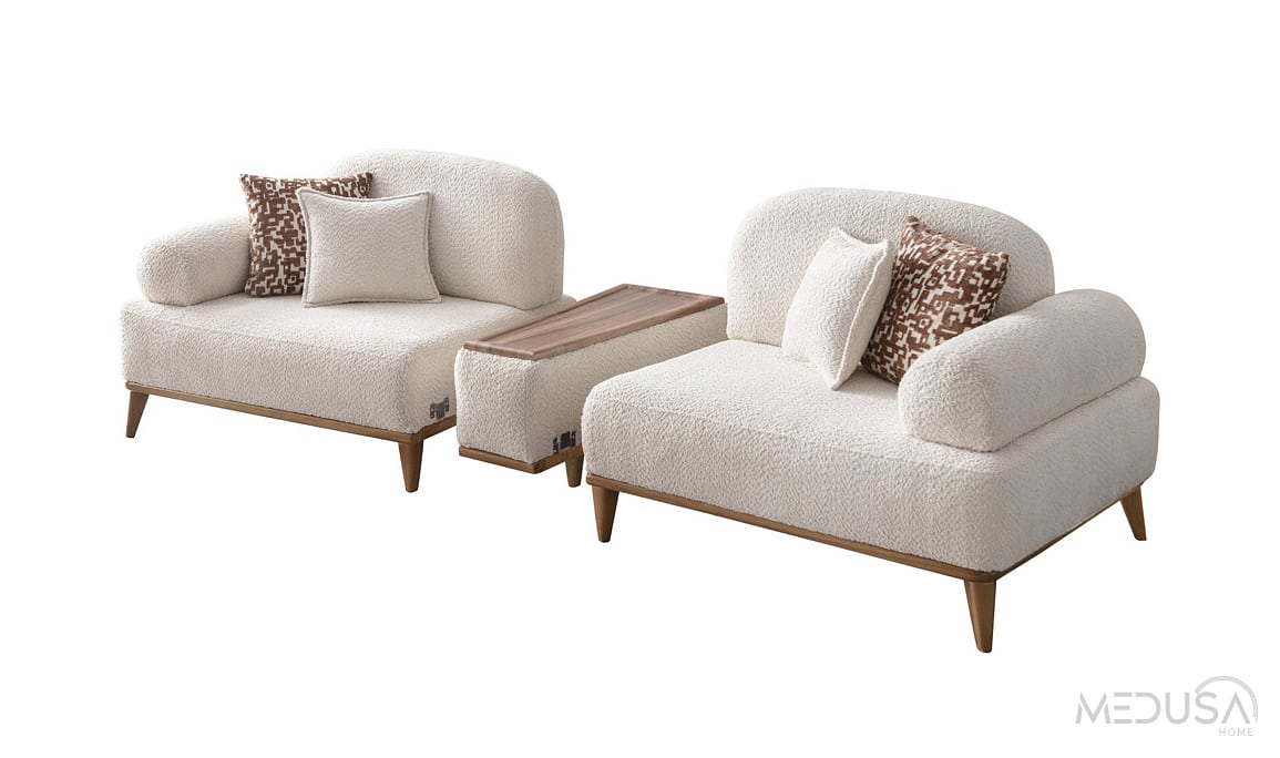 Medusa Home Mobilya - Mocha Sehpalı Üçlü Koltuk