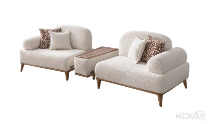 Medusa Home Mobilya - Mocha Sehpalı Üçlü Koltuk