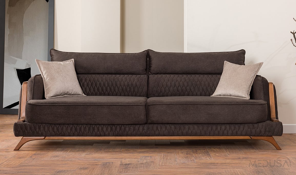 Medusa Home Mobilya - Mode Kahve Üçlü Koltuk