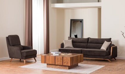 Medusa Home Mobilya - Mode Kahve Üçlü Koltuk