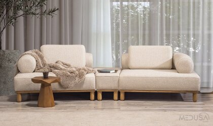 Medusa Home Mobilya - Modena Ara Sehpalı Üçlü Koltuk