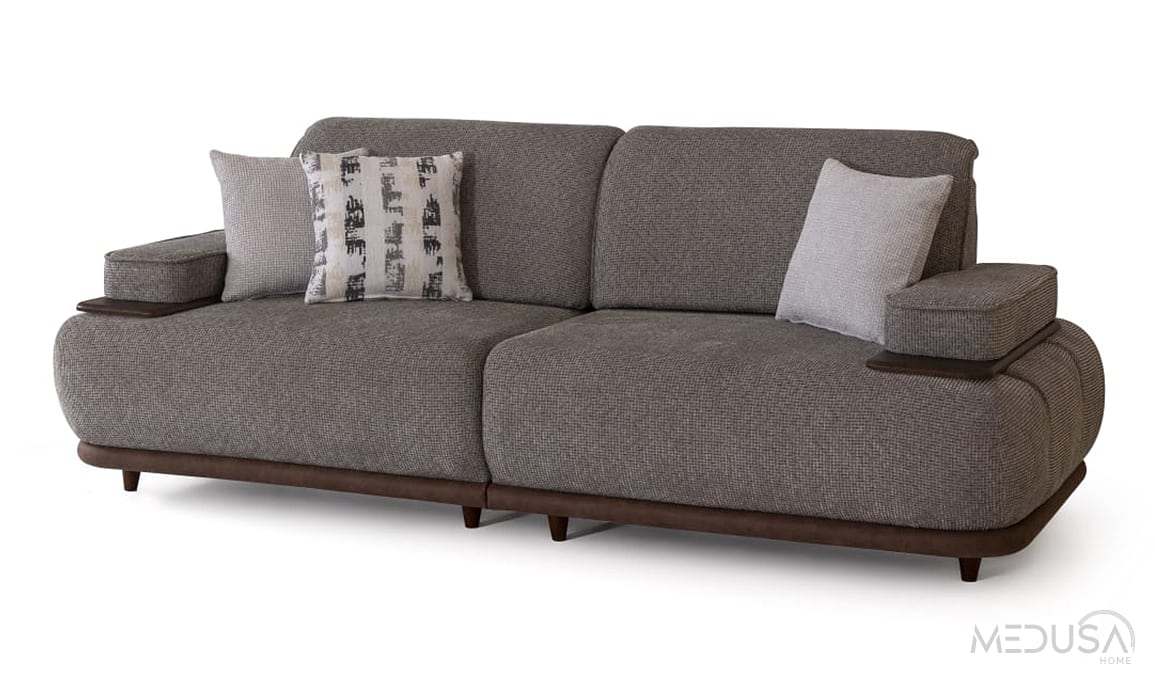 Medusa Home Mobilya - Monar Kahve Üçlü Koltuk