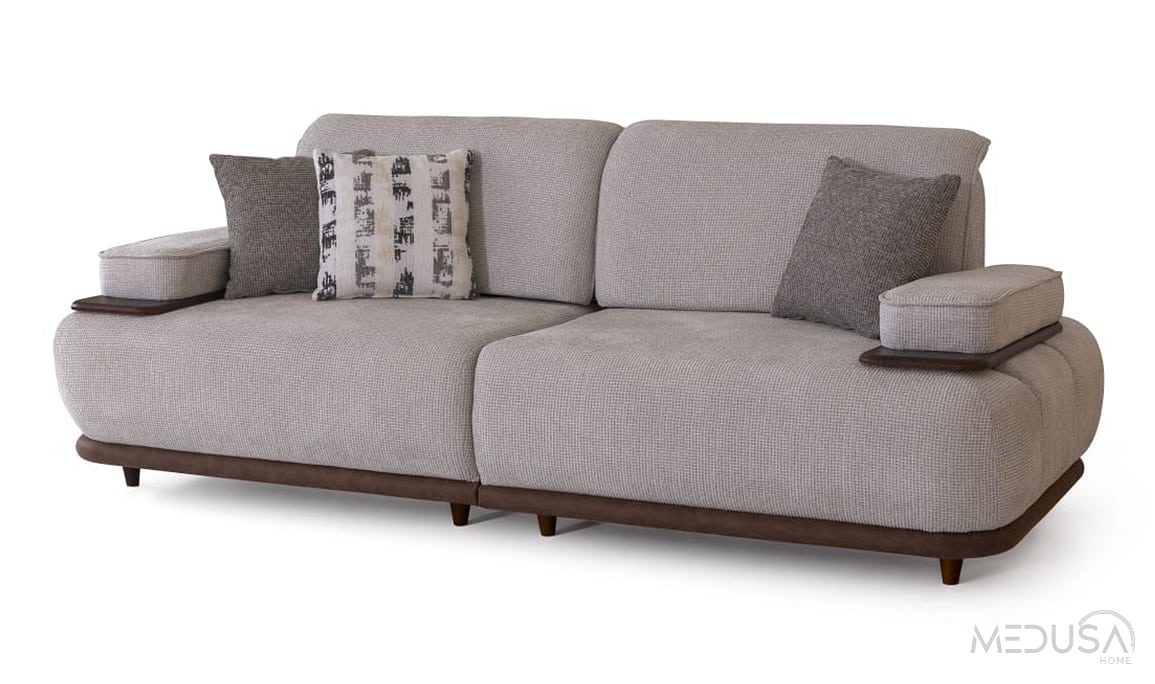 Medusa Home Mobilya - Monar Krem Üçlü Koltuk
