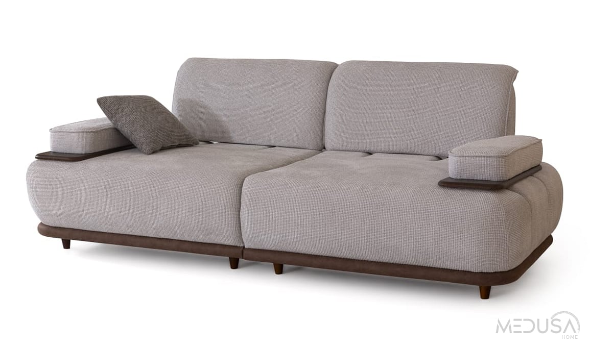 Medusa Home Mobilya - Monar Krem Üçlü Koltuk