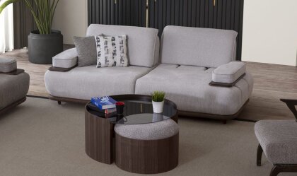 Medusa Home Mobilya - Monar Krem Üçlü Koltuk