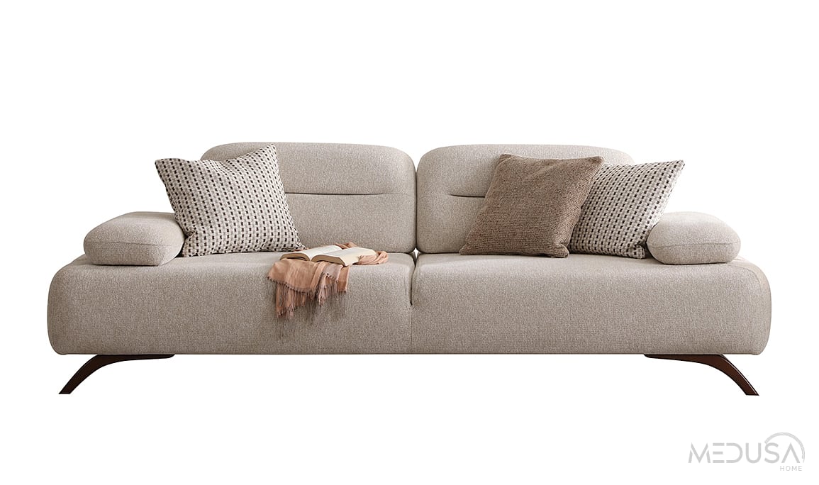 Medusa Home Mobilya - Monex Krem Üçlü Koltuk