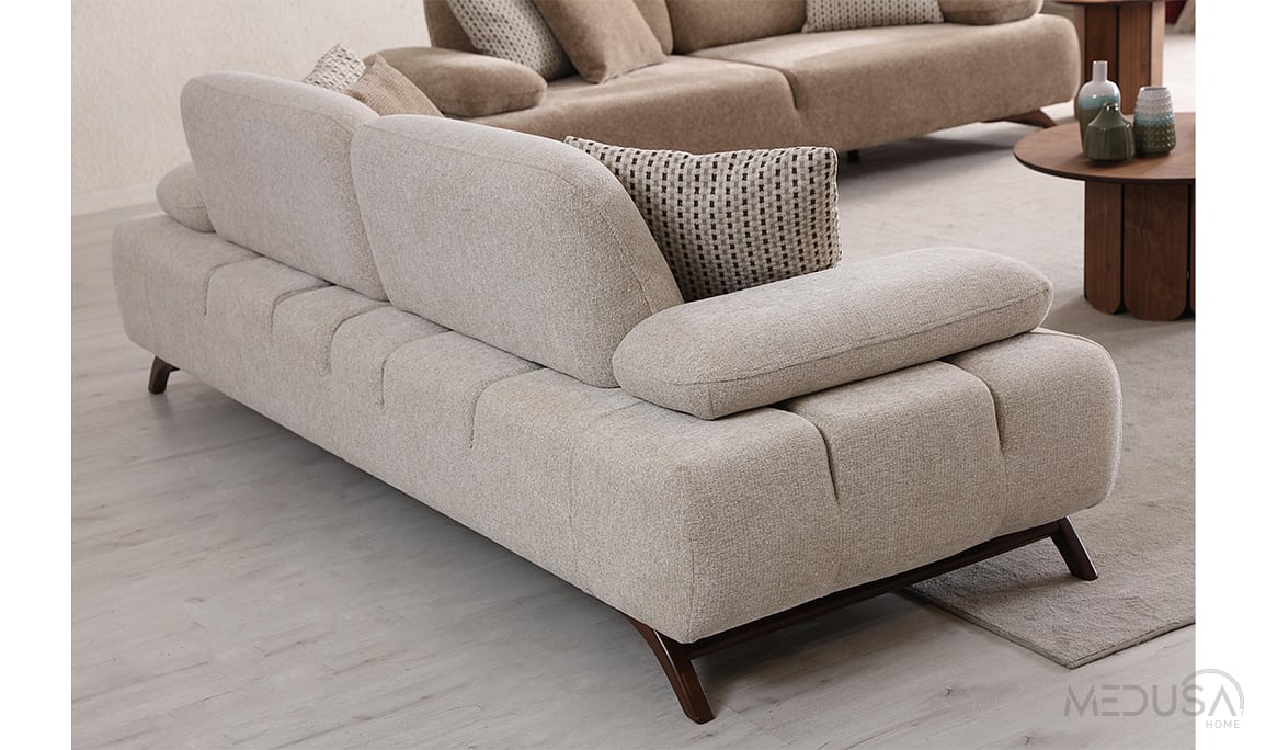 Medusa Home Mobilya - Monex Krem Üçlü Koltuk