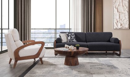 Medusa Home Mobilya - Mono Antrasit Üçlü Koltuk