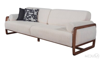 Medusa Home Mobilya - Mono Beyaz Üçlü Koltuk
