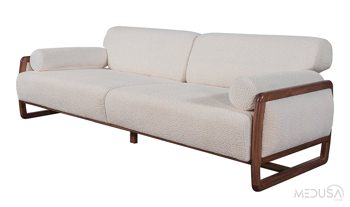 Medusa Home Mobilya - Mono Beyaz Üçlü Koltuk