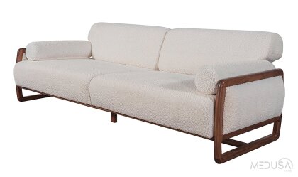 Medusa Home Mobilya - Mono Beyaz Üçlü Koltuk