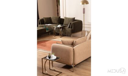 Medusa Home Mobilya - Moss Krem Üçlü Koltuk