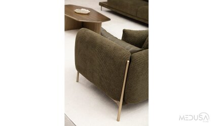 Medusa Home Mobilya - Moss Yeşil Üçlü Koltuk