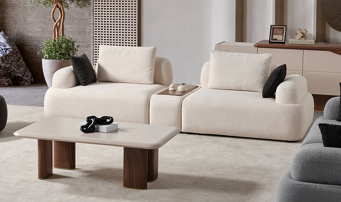 Medusa Home Mobilya - Mostar Sehpalı Üçlü Koltuk