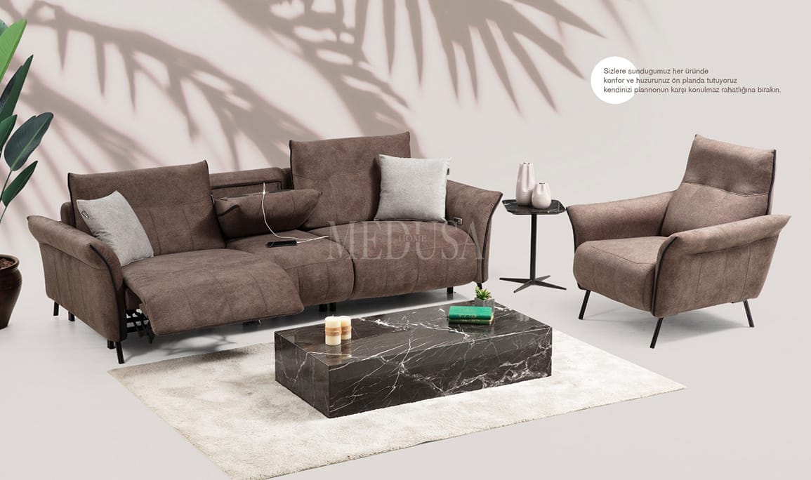 Medusa Home Mobilya - Mozart Evo Koltuk Takımı Kahve