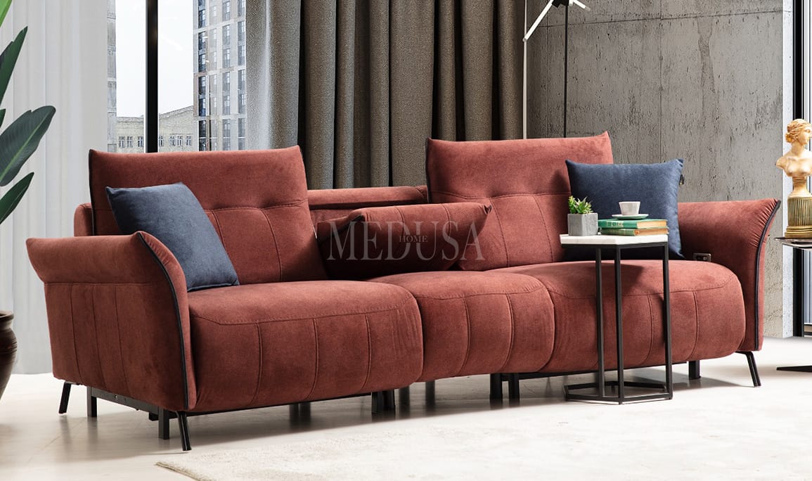 Medusa Home Mobilya - Mozart Evo Üçlü Koltuk Gül K.