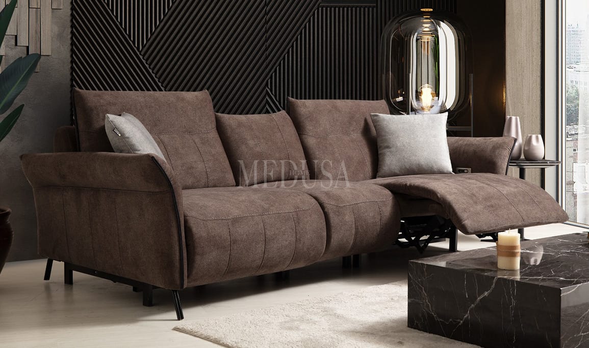 Medusa Home Mobilya - Mozart Evo Üçlü Koltuk Kahve