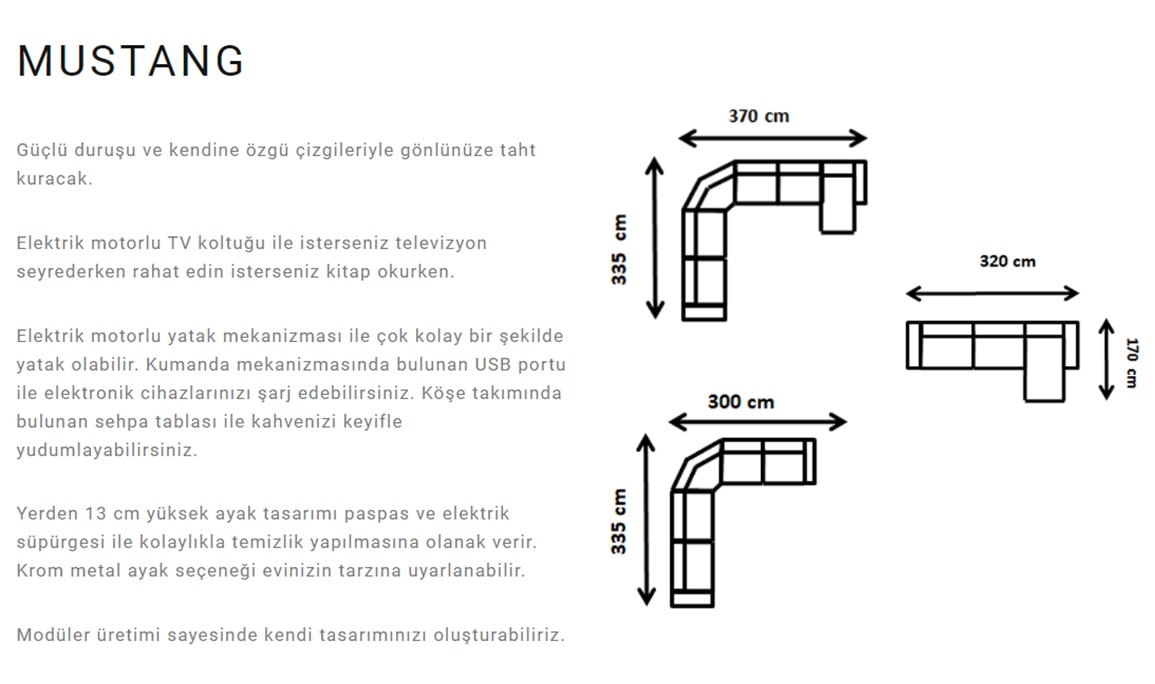 Medusa Home Mobilya - Mustang Köşe Takımı Standart