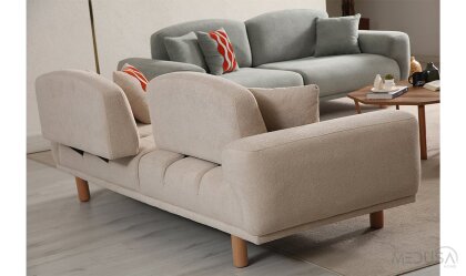 Medusa Home Mobilya - Muya Bohem Krem Üçlü Koltuk