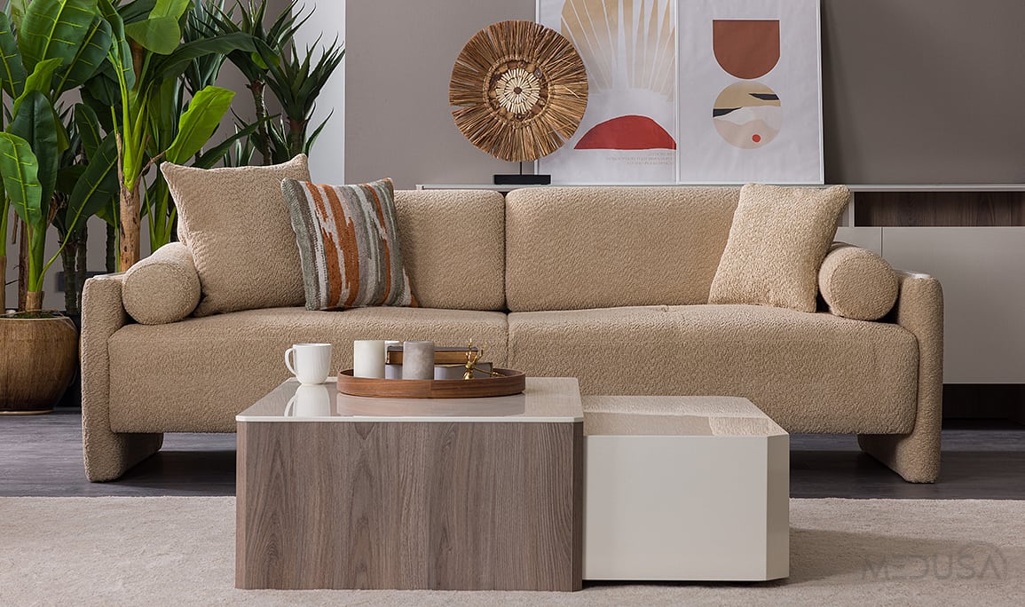 Medusa Home Mobilya - Myra Kahve Üçlü Koltuk