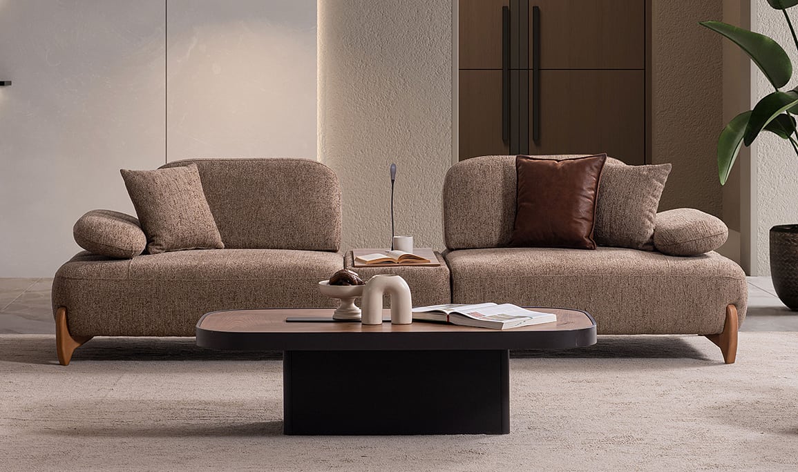 Medusa Home Mobilya - Natia Sehpalı Üçlü Koltuk