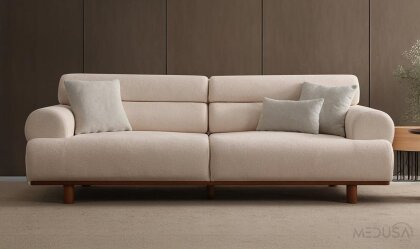 Medusa Home Mobilya - Neapolis Krem Üçlü Koltuk