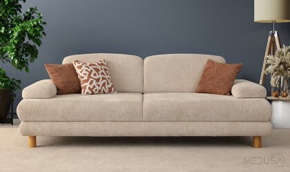 Medusa Home - Nest Sandıklı Krem Üçlü Koltuk Medusa Home - Nest Sandıklı Krem Üçlü Koltuk